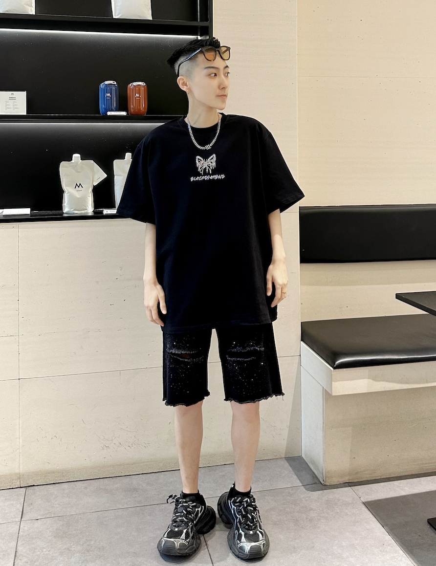 ダイヤモンド・フルグリッター オーバーサイズTシャツ dp1015