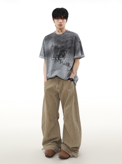 スモークフェード グラフィック オーバーサイズTシャツ　BL1157