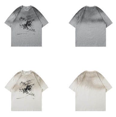 スモークフェード グラフィック オーバーサイズTシャツ　BL1157