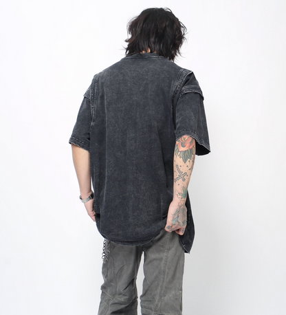 ヴィンテージフェード パネルスリーブ ルーズTシャツ　BL1174