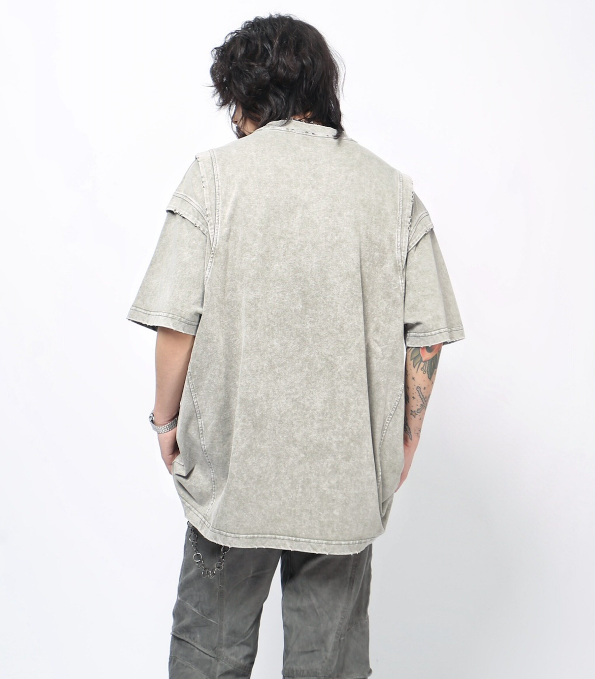 ヴィンテージフェード パネルスリーブ ルーズTシャツ　BL1174