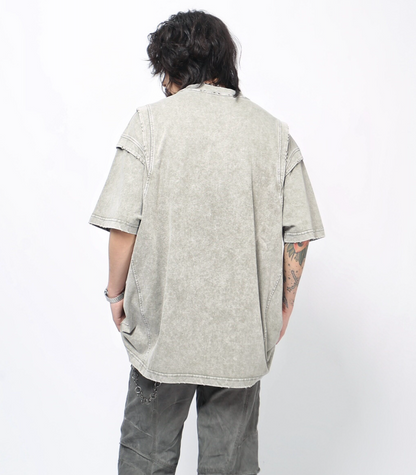 ヴィンテージフェード パネルスリーブ ルーズTシャツ　BL1174