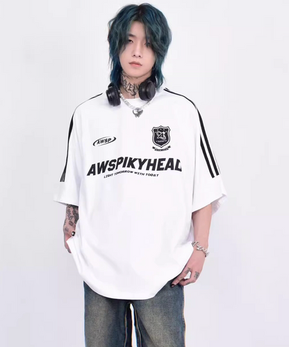 3ストライプ エンブロイダリーロゴ ルーズTシャツ　BL1170
