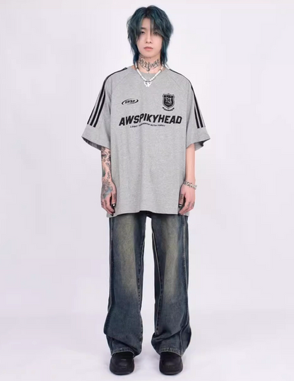 3ストライプ エンブロイダリーロゴ ルーズTシャツ　BL1170
