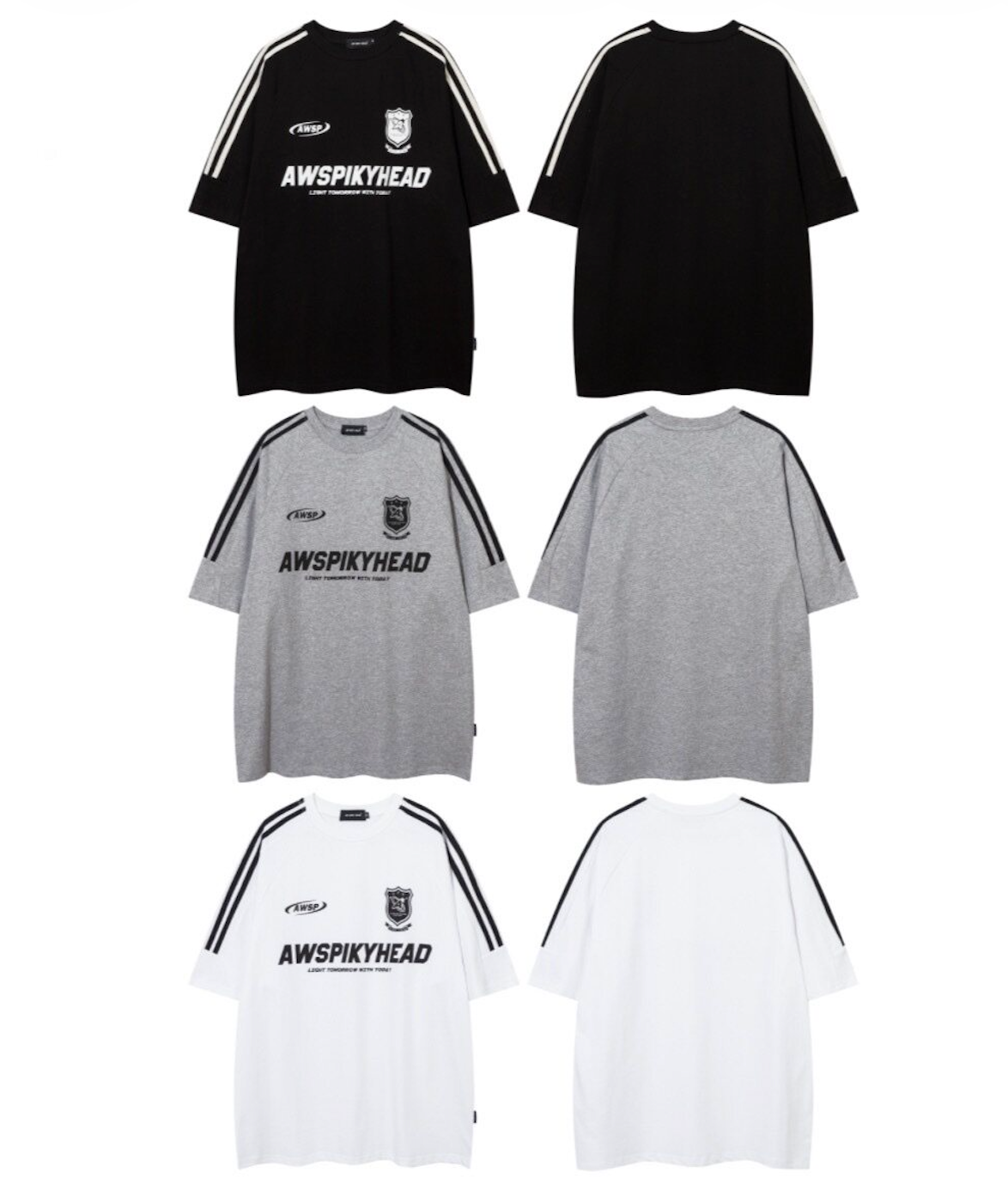 3ストライプ エンブロイダリーロゴ ルーズTシャツ　BL1170