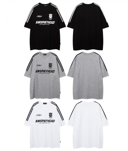 3ストライプ エンブロイダリーロゴ ルーズTシャツ　BL1170