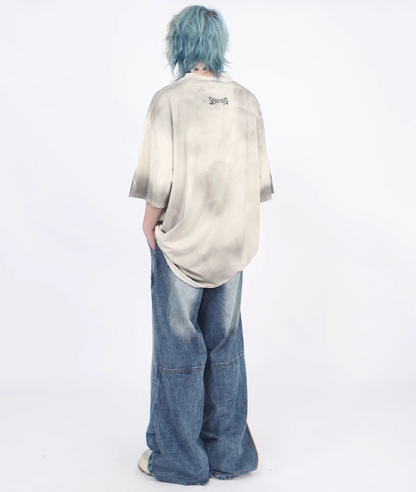 アンティークウォッシュ ワイドフィット グラフィックT　BL1171