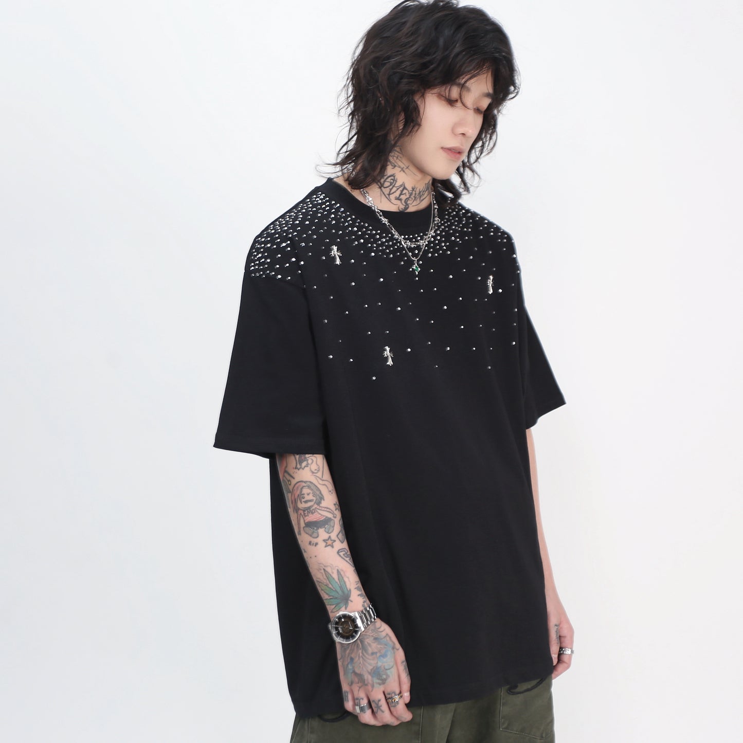 スターダスト・クロス ラインストーン ヘビーウェイト プレミアムTシャツ