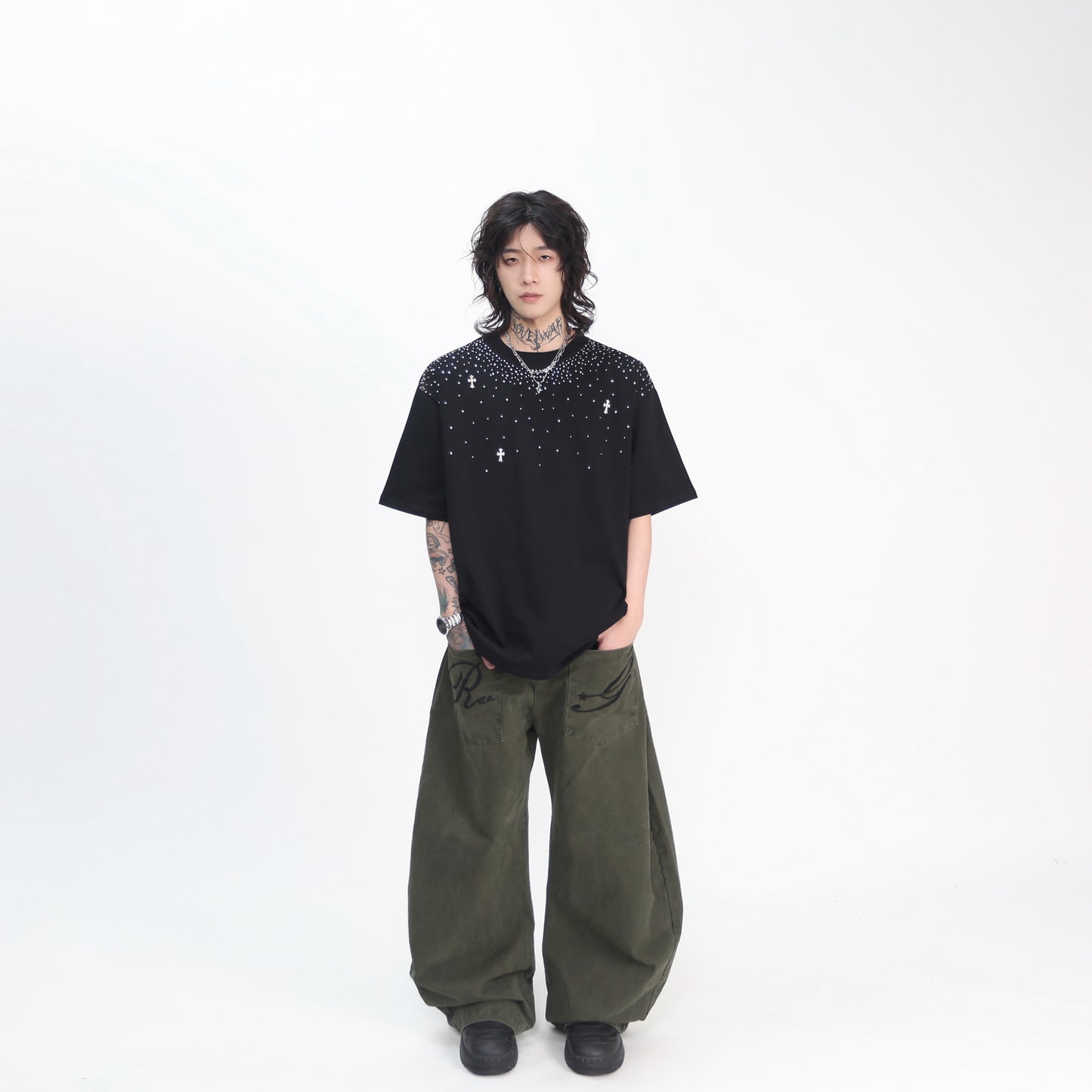 スターダスト・クロス ラインストーン ヘビーウェイト プレミアムTシャツ