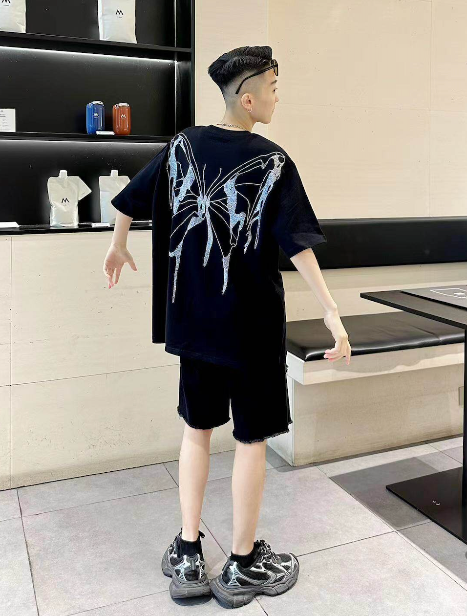 ダイヤモンド・フルグリッター オーバーサイズTシャツ　dp1015