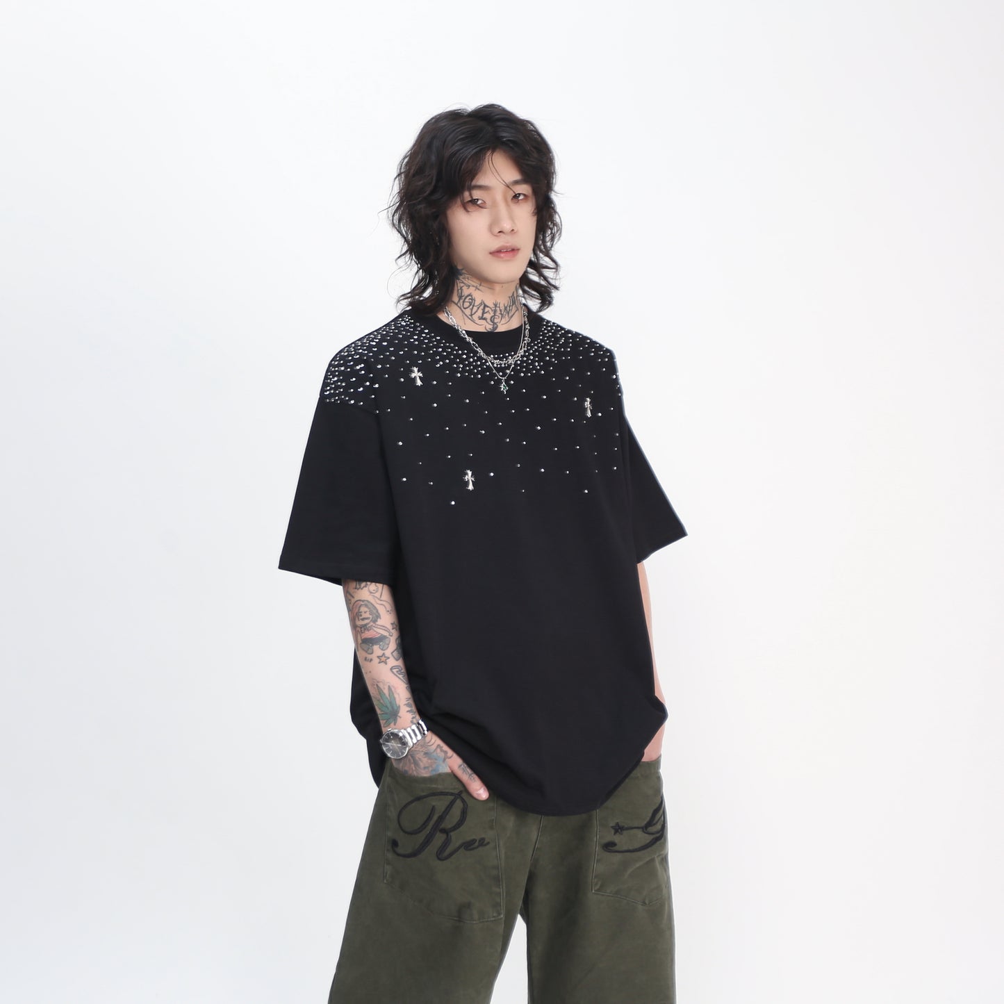 スターダスト・クロス ラインストーン ヘビーウェイト プレミアムTシャツ
