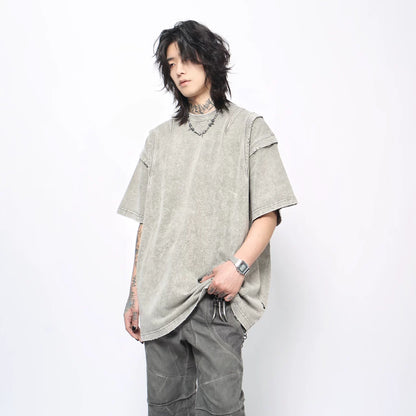 ヴィンテージフェード パネルスリーブ ルーズTシャツ　BL1174