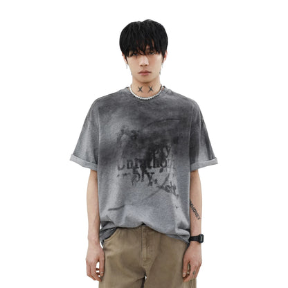 スモークフェード グラフィック オーバーサイズTシャツ　BL1157