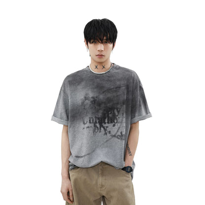 スモークフェード グラフィック オーバーサイズTシャツ　BL1157