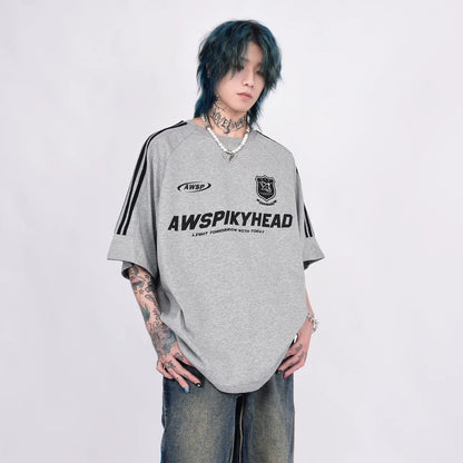 3ストライプ エンブロイダリーロゴ ルーズTシャツ　BL1170
