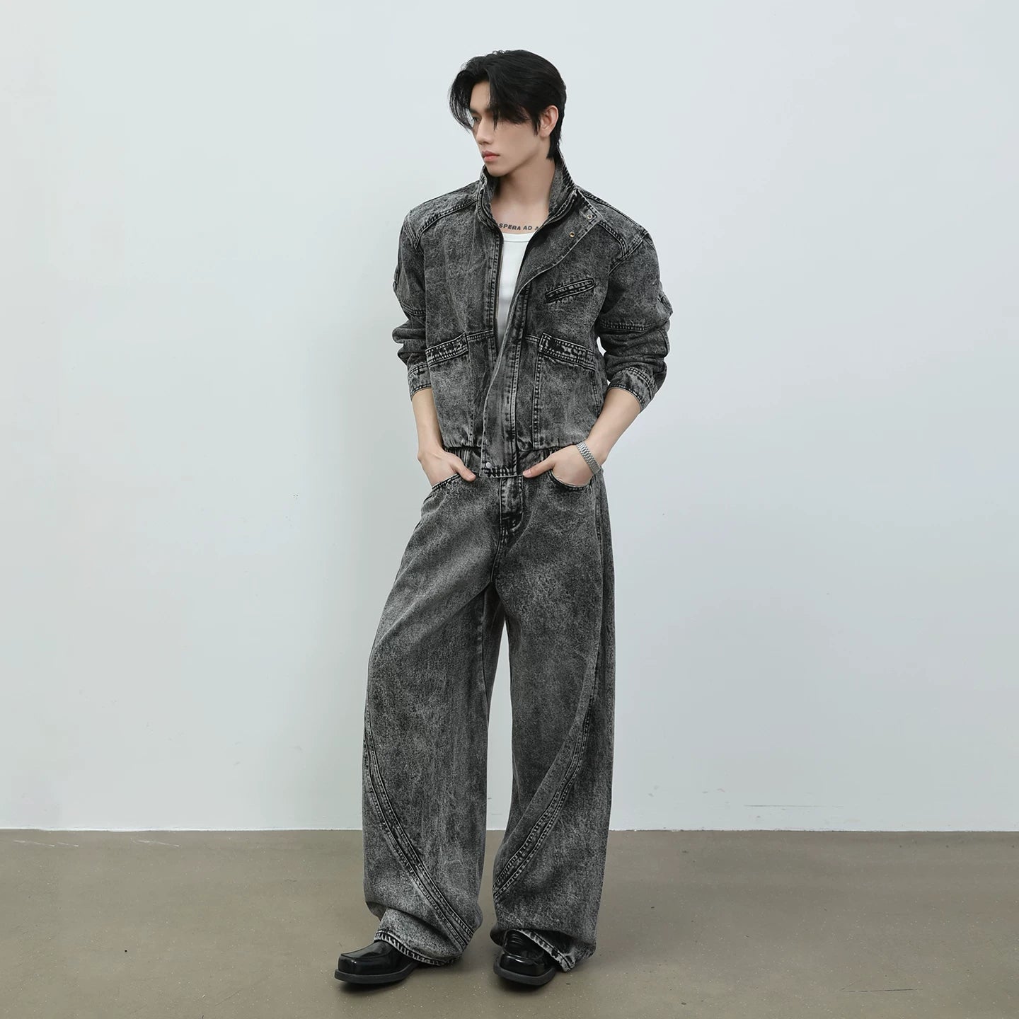 レトロスノーウォッシュ ボクシーフィット デニムジャケット　BL1143