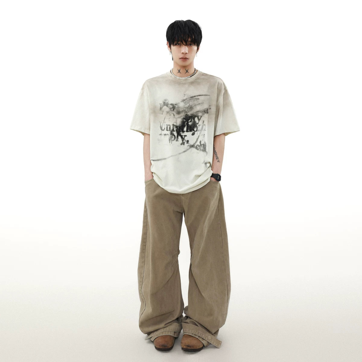 スモークフェード グラフィック オーバーサイズTシャツ　BL1157