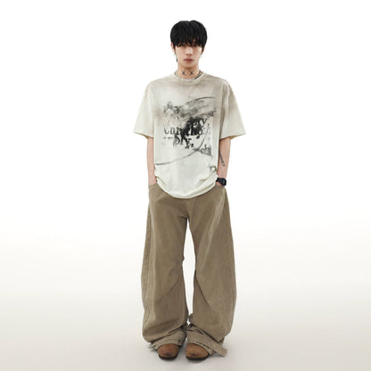 スモークフェード グラフィック オーバーサイズTシャツ　BL1157
