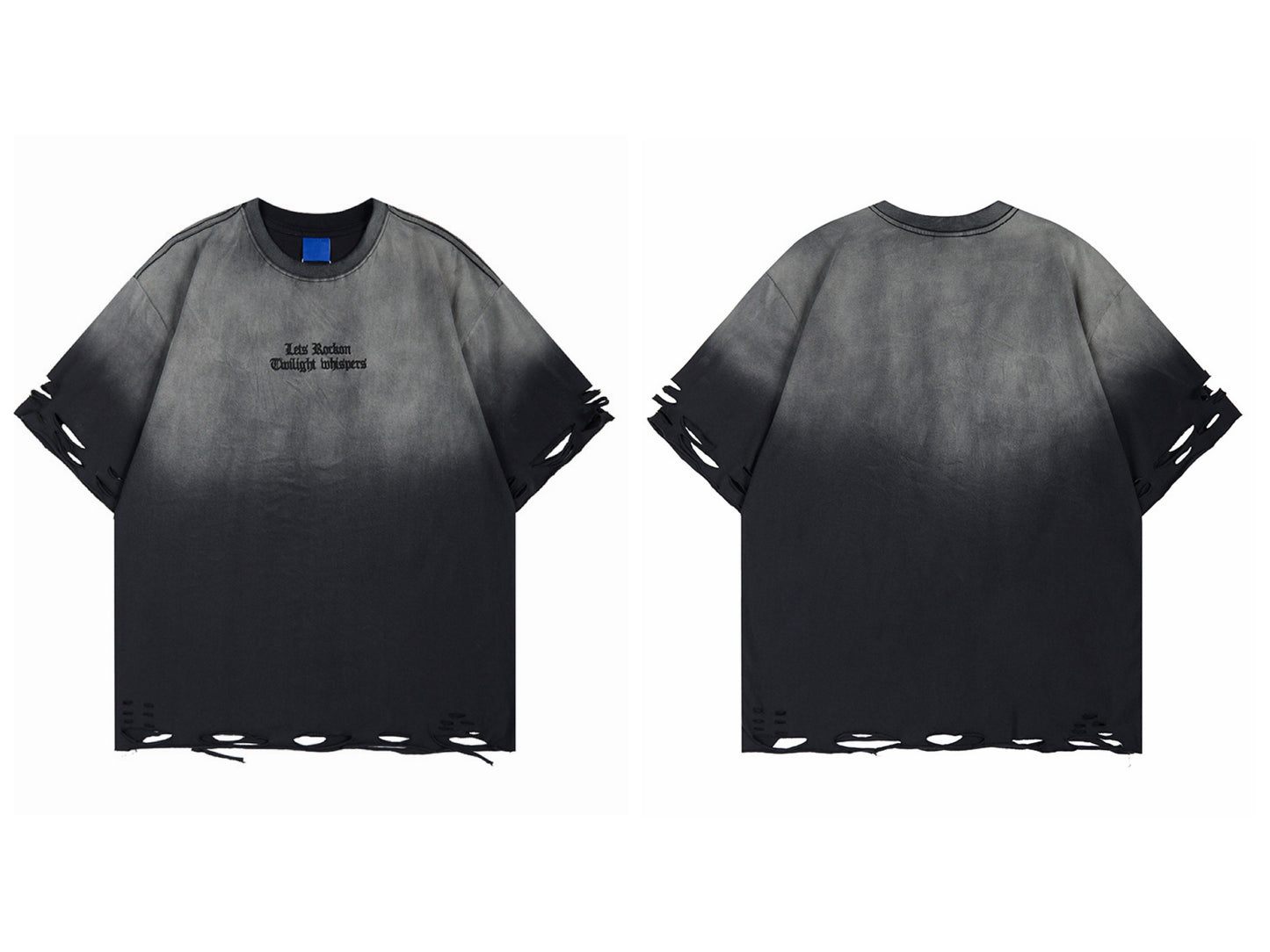 スモークグラデーション デストロイ Tシャツ　BL1168