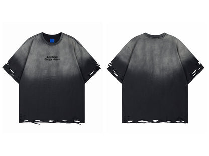 スモークグラデーション デストロイ Tシャツ　BL1168