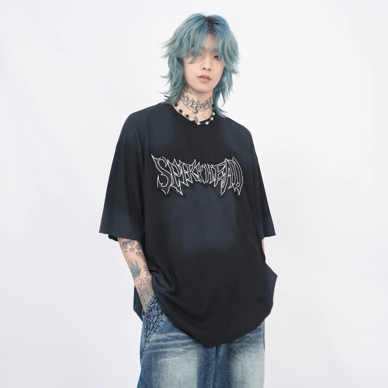 アンティークウォッシュ ワイドフィット グラフィックT　BL1171