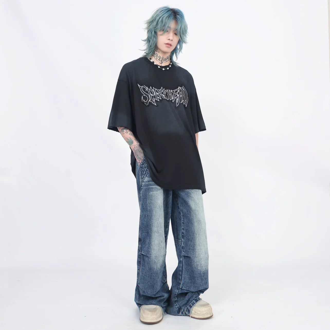 アンティークウォッシュ ワイドフィット グラフィックT　BL1171