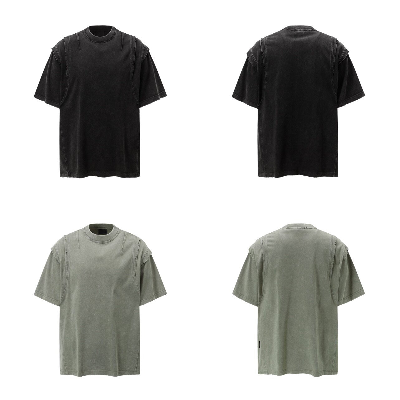 ヴィンテージフェード パネルスリーブ ルーズTシャツ　BL1174