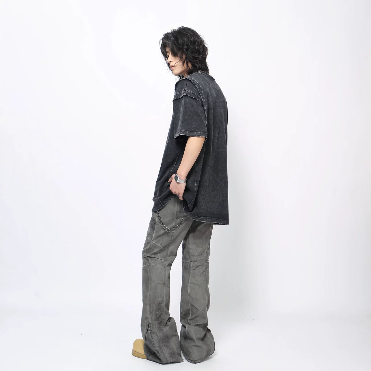 ヴィンテージフェード パネルスリーブ ルーズTシャツ　BL1174