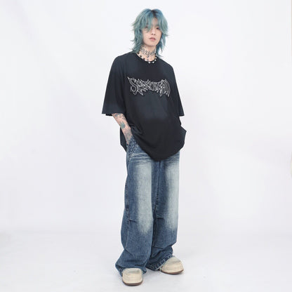 アンティークウォッシュ ワイドフィット グラフィックT　BL1171