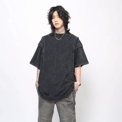 ヴィンテージフェード パネルスリーブ ルーズTシャツ　BL1174