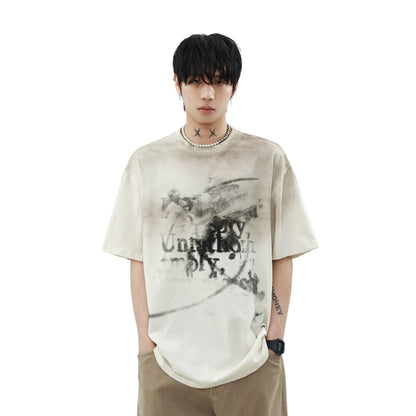 スモークフェード グラフィック オーバーサイズTシャツ　BL1157