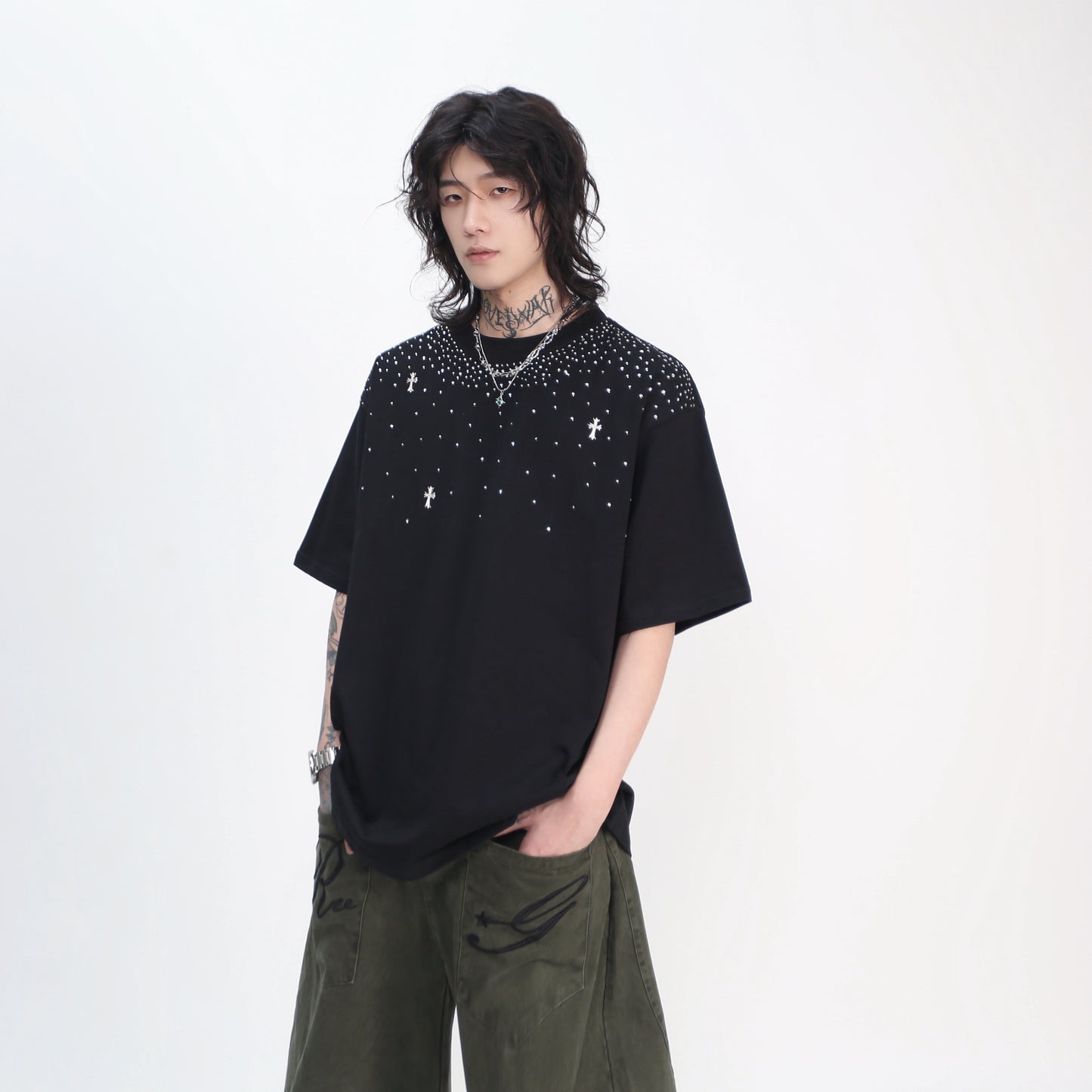 スターダスト・クロス ラインストーン ヘビーウェイト プレミアムTシャツ
